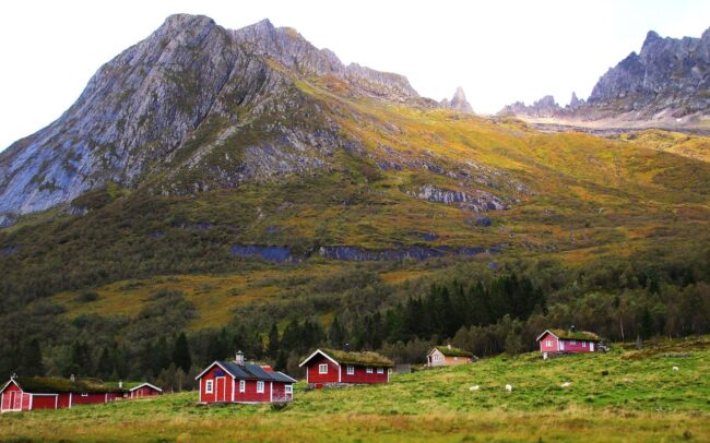 Photo by pasja1000 red house, norway, rocks