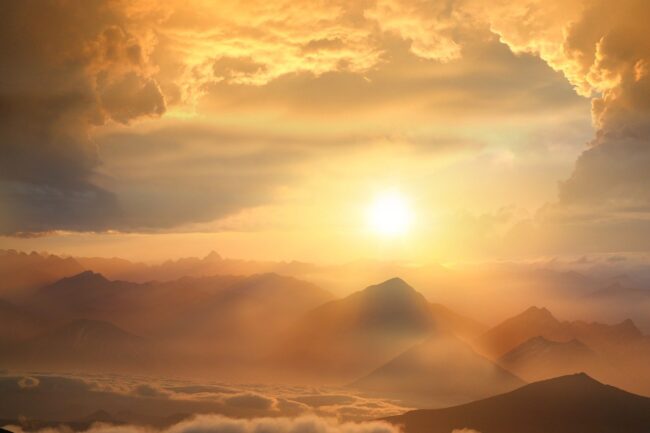 mountains, sunrise, morning