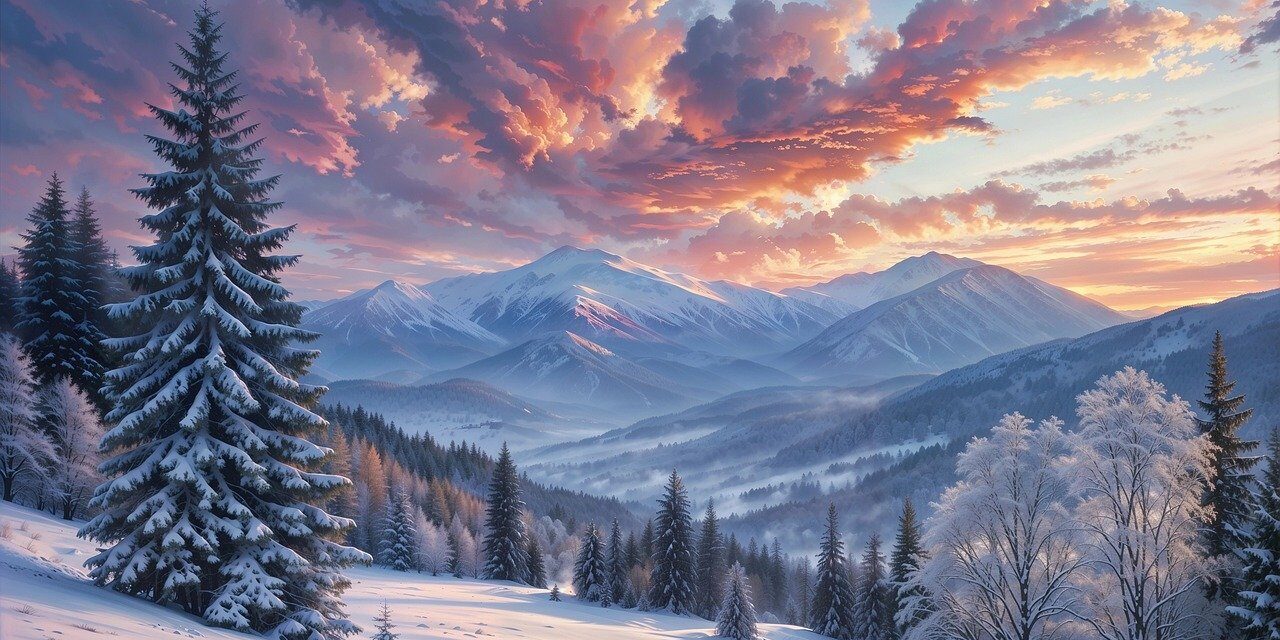 winter, snow, mountains