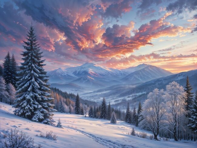 winter, snow, mountains