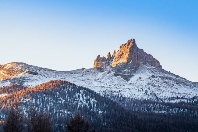 cortina d'ampezzo, italy, mountains, snow, rocky mountains, snowy mountains, pine forest, sunset, red zone, ski slope, nature