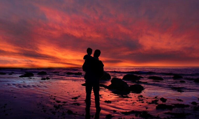 Photo by ELG21 fantasy, love, sea, darling, clouds, nature, dad, child, rocks, beach, sunset