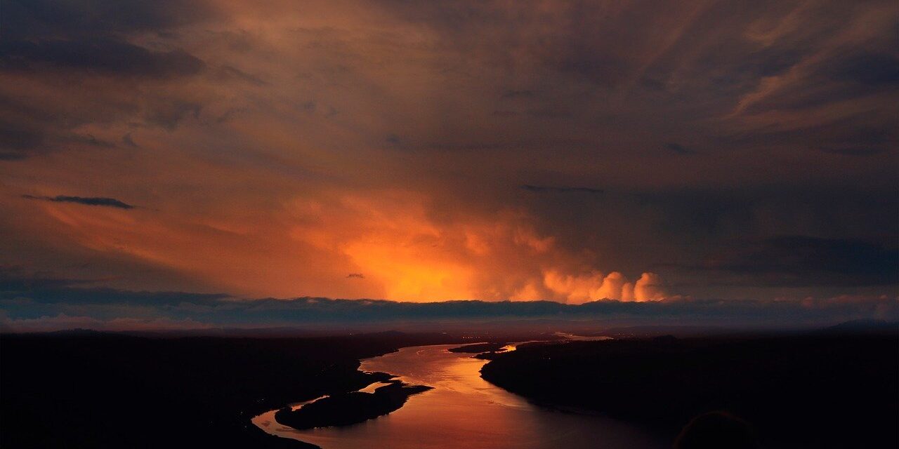landscape, nature, river, sunset, darling, clouds, sun, reflection, darkness