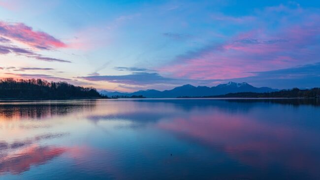 sunrise, nature, dawn, morning mood, morning sky, heaven, clouds, landscape, lake, mountains, reflection, seascape, chiemsee, bavaria