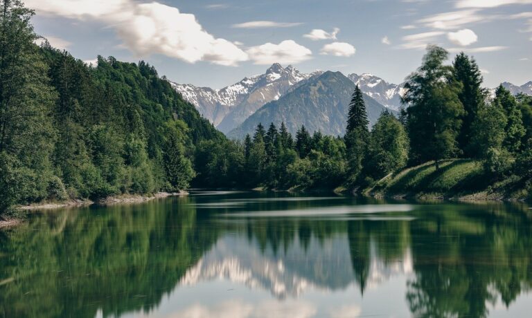 Photo by Studio_Lichtfang trees, mountains, alps, grass, long exposure, nature, calm, lake, summer, sun, sunny, forest, water, meadow, clouds, landscape