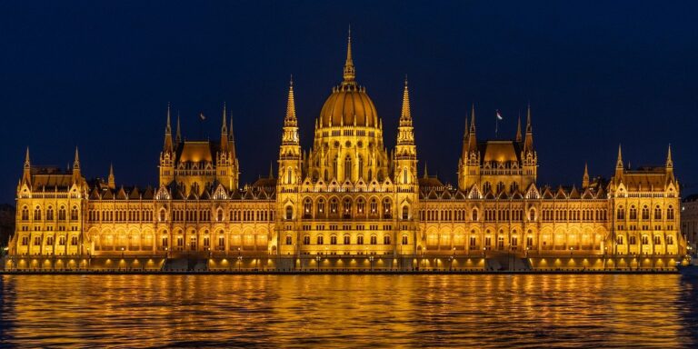 hungarian parliament building, parliament, budapest, hungary, architecture, nature, building, danube, city, at night, water, capital, in the evening, river, light