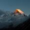 machhapuchhre, fishtail, annapurna base camp, nepal, himalayas, sunset, mountain peak, snow mountain, landscape, nature, trekking, travel, alpine, golden hour, scenery, wilderness, high altitude, steep mountain, clouds, mountaineering, natural beauty